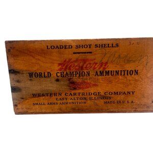 Vintage Western Cartridge Co. Wood Ammo Box 20 GA Shot Shells Rustic